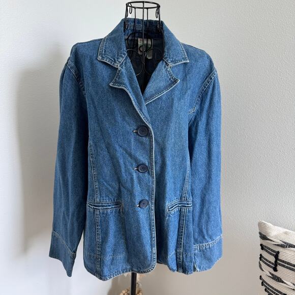 Bill Blass Vintage Denim Blazer Jacket 90's Size X-Large - Western, Boho - Picture 1 of 10
